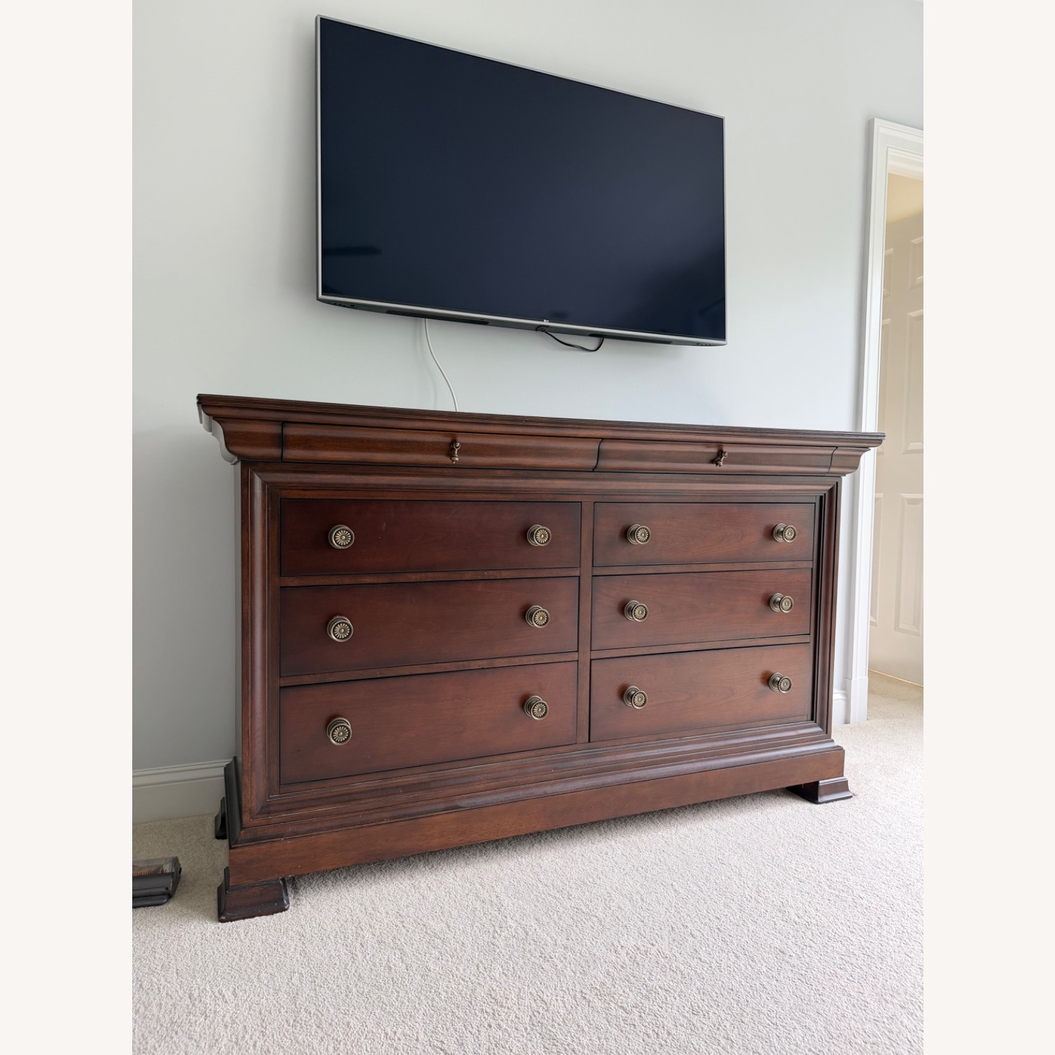Dark Brown Wood Dresser - image-2