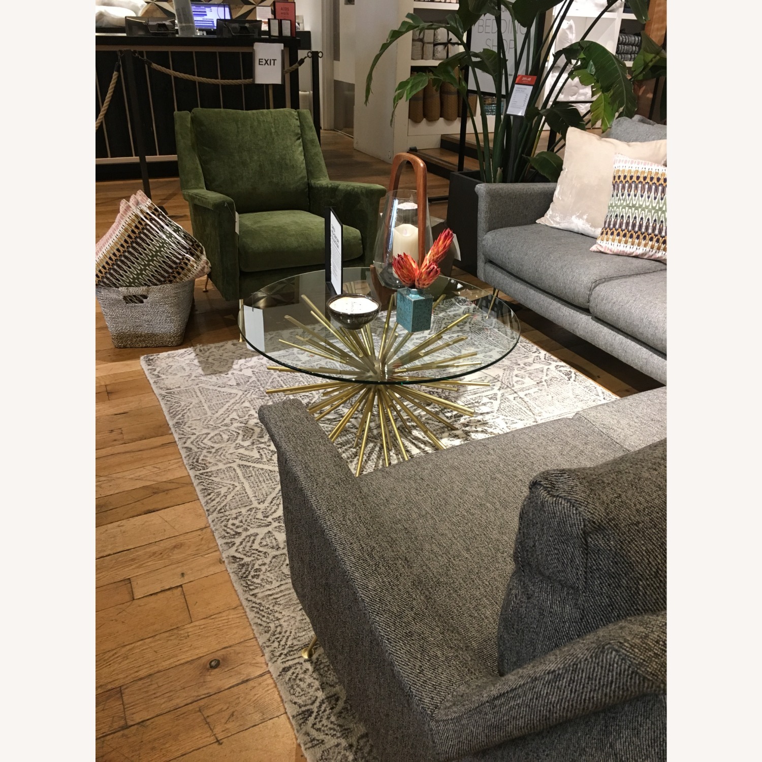 West Elm Gold Glass Coffee Table - image-2