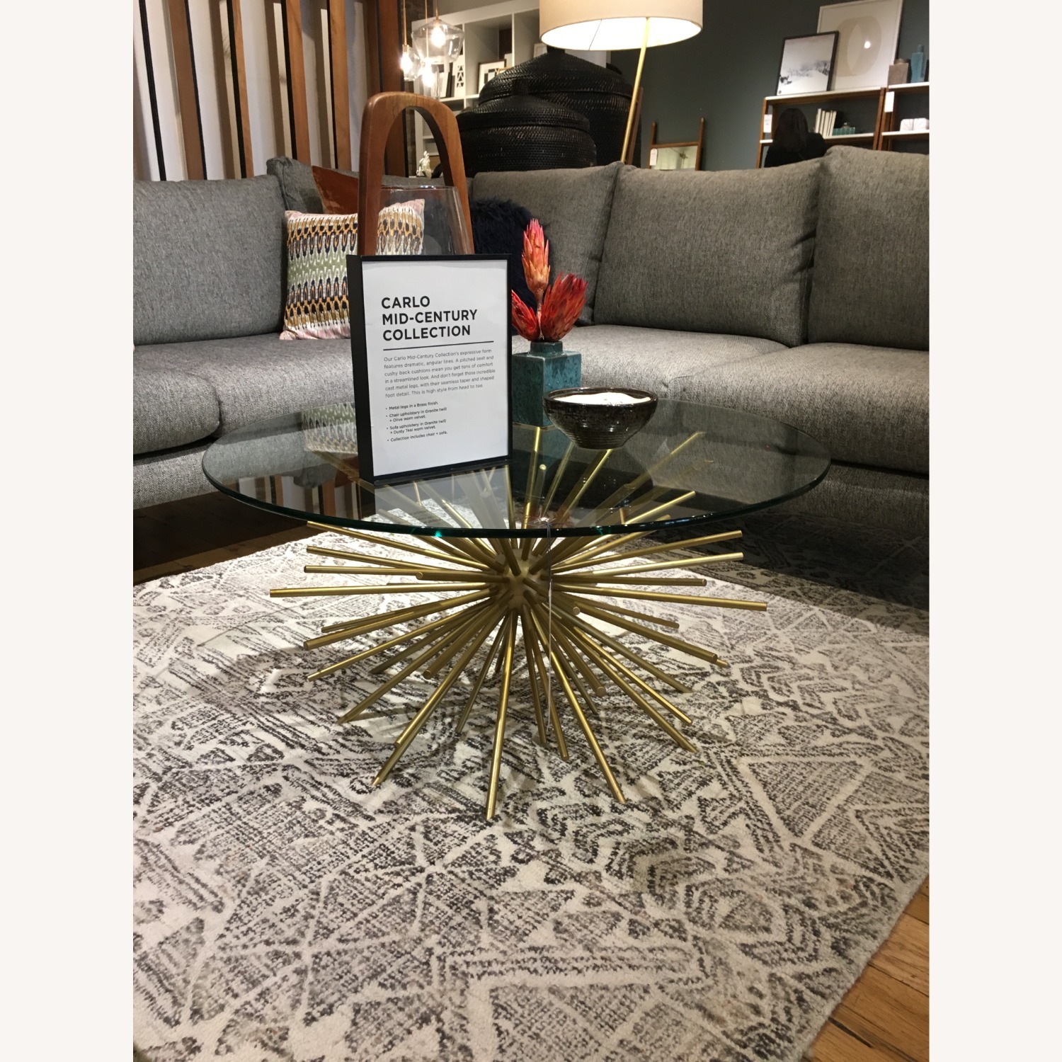 West Elm Gold Glass Coffee Table - image-1