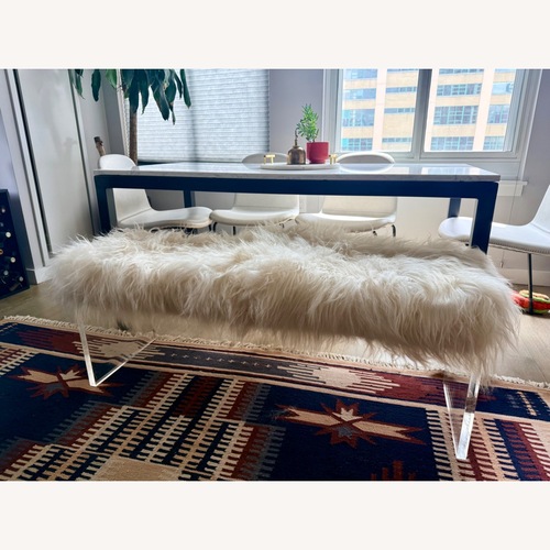Used CB2 Acrylic Sheepskin Bench for sale on AptDeco