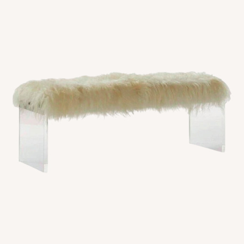 Used CB2 Acrylic Sheepskin Bench for sale on AptDeco