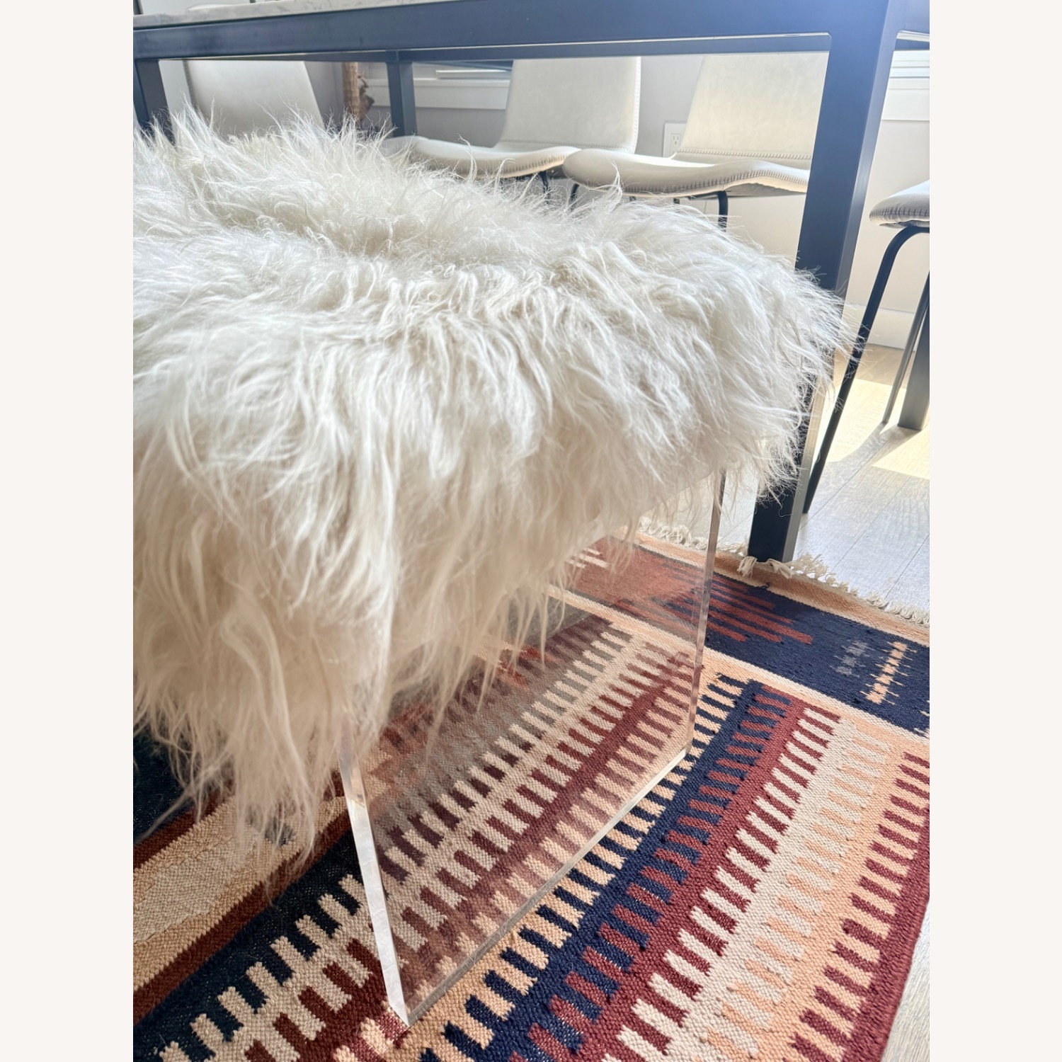 CB2 Acrylic Sheepskin Bench - image-3