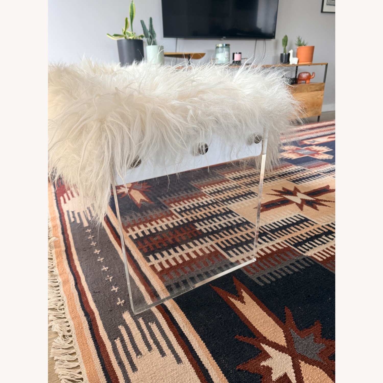 CB2 Acrylic Sheepskin Bench - image-4
