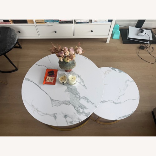 Used Wayfair White Marble Coffee Table for sale on AptDeco