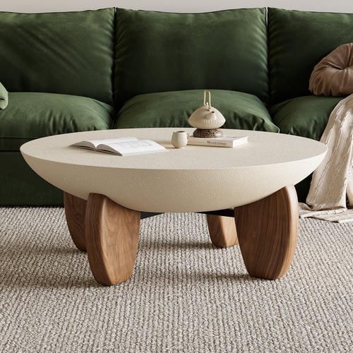 Used Concrete and Walnut Wood CoffeeTable  for sale on AptDeco