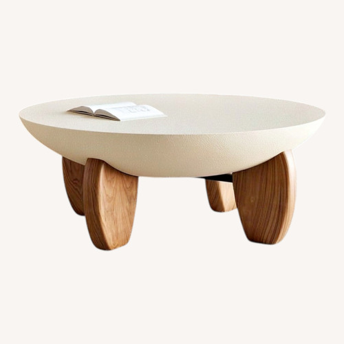 Used Concrete and Walnut Wood CoffeeTable  for sale on AptDeco