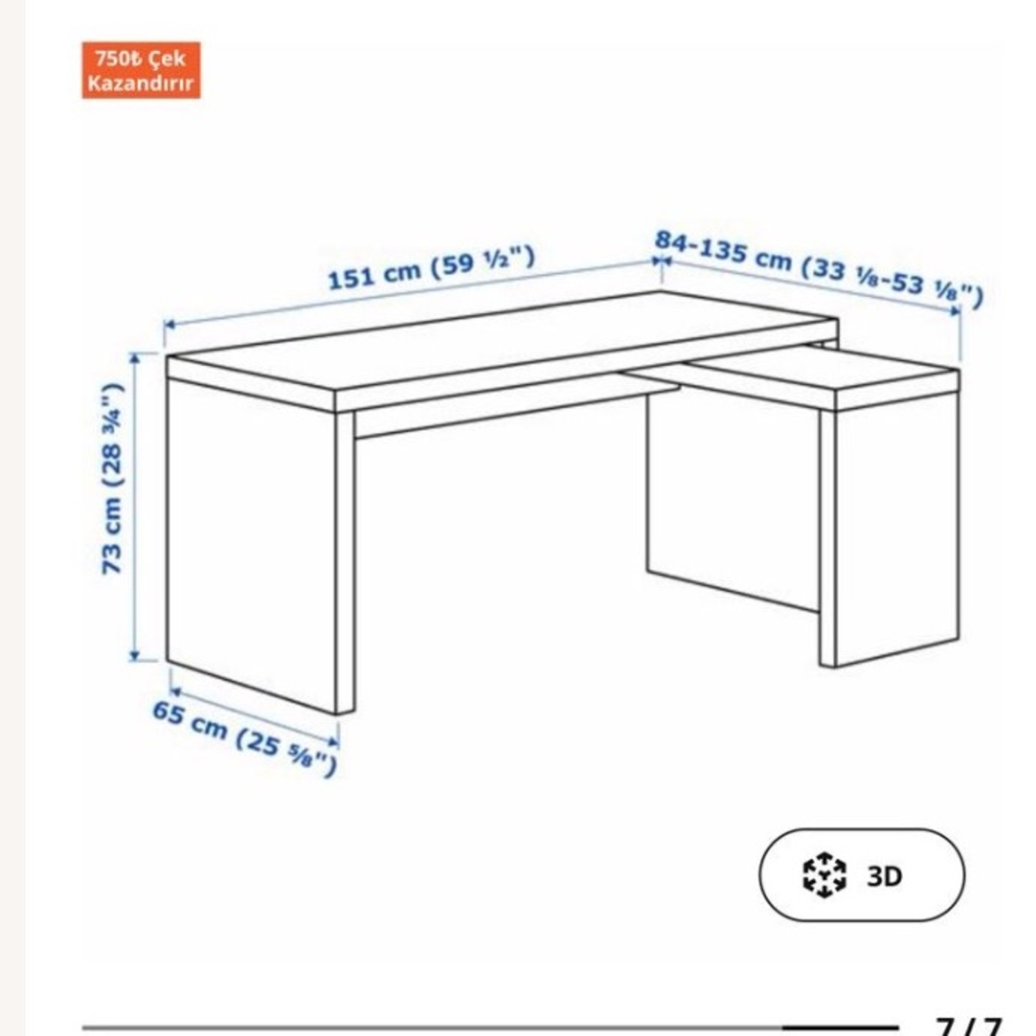 IKEA White Wood Desk - image-2