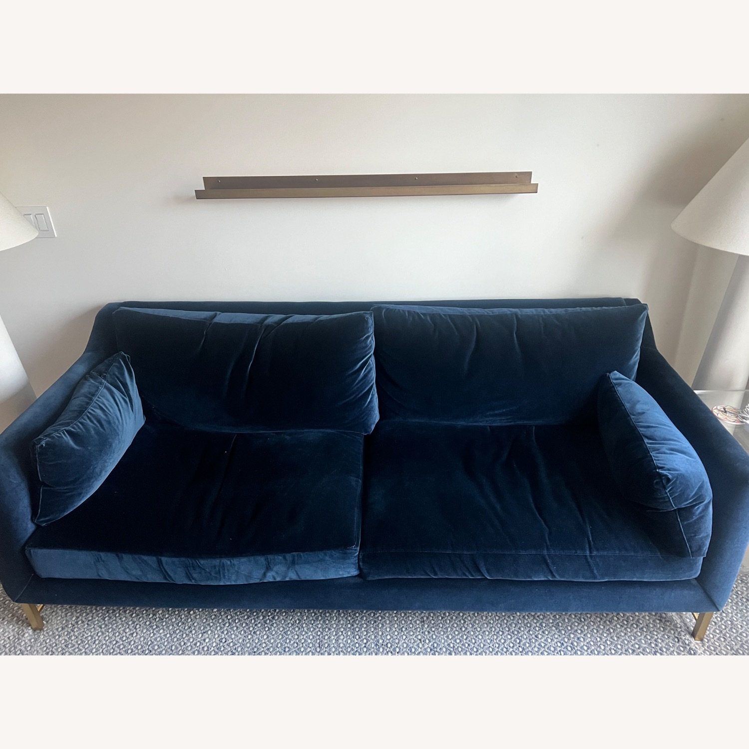 Benson Blue Velvet 3+ Seater Sofa - image-1