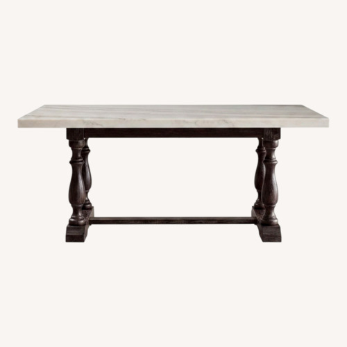 Used Marble Top Wooden Base Dining Table for sale on AptDeco