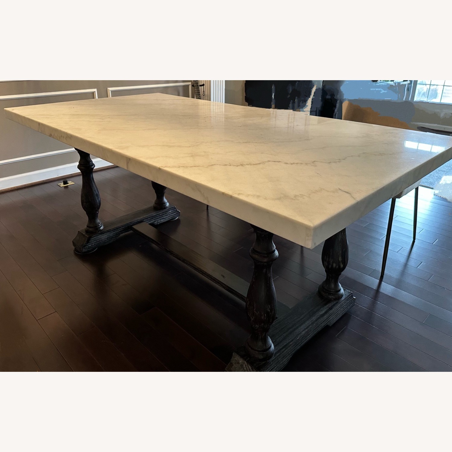 Marble Top Wooden Base Dining Table - image-2