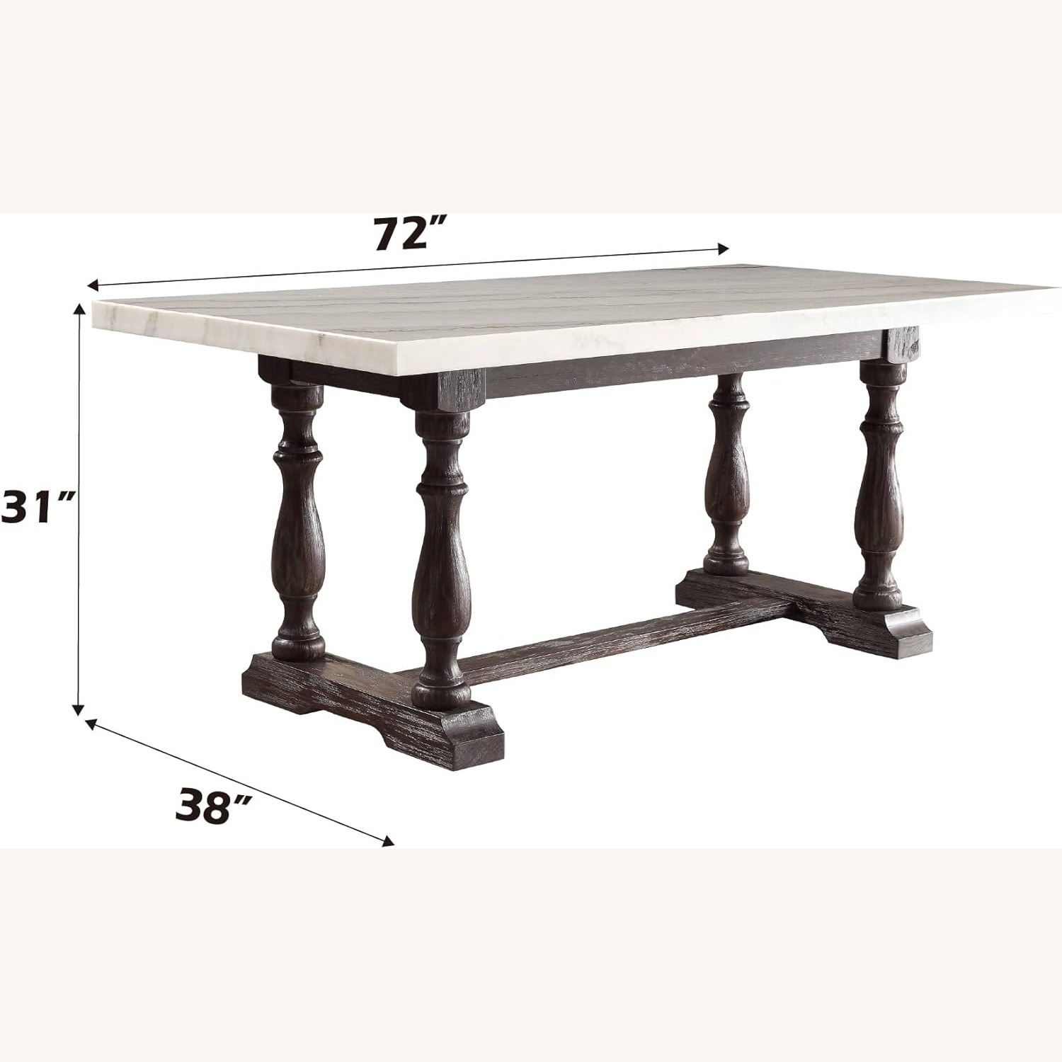 Marble Top Wooden Base Dining Table - image-1