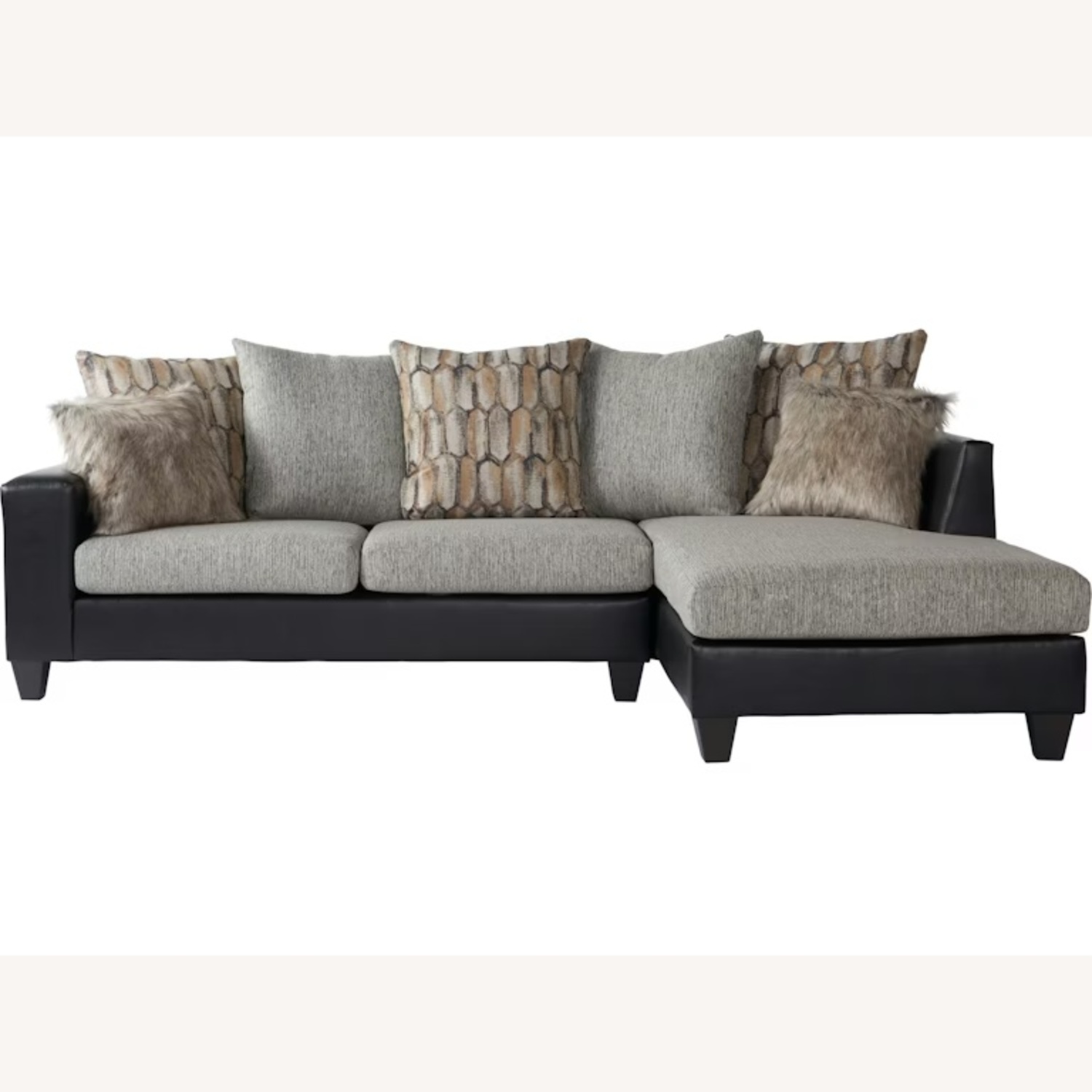 Hughes Furniture Black Leather 3+ Piece Sectional - image-8