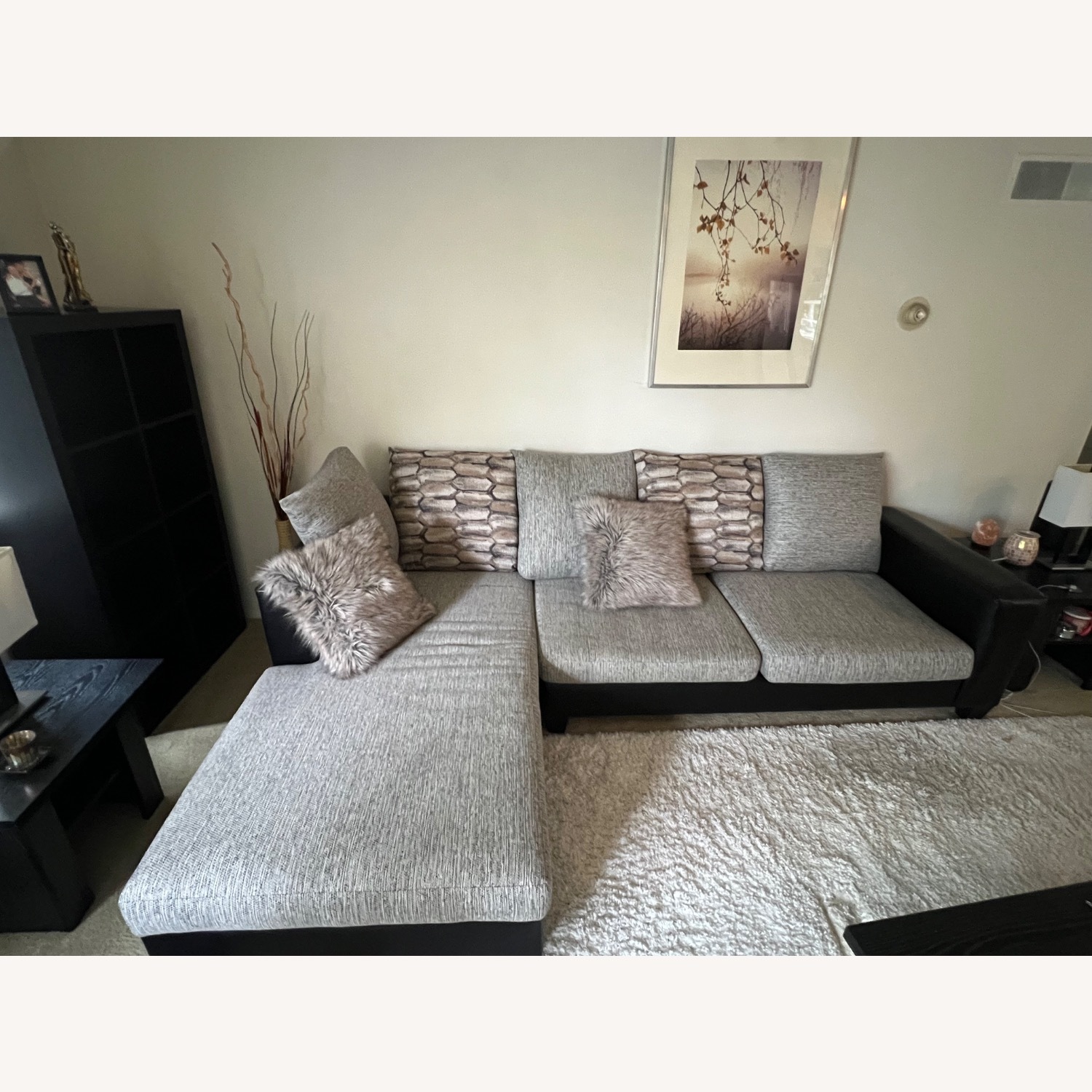 Hughes Furniture Black Leather 3+ Piece Sectional - image-1