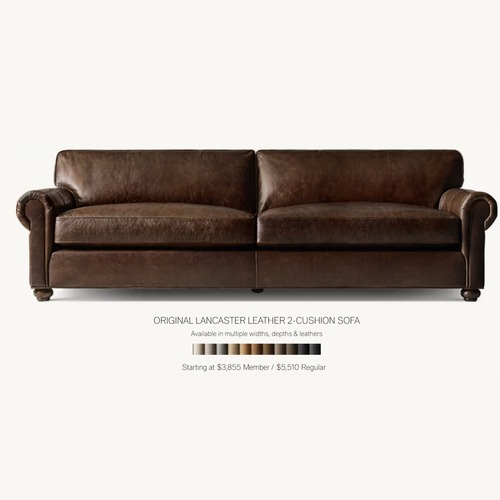 Used Restoration Hardware Dark Brown 2 Seater Sofa for sale on AptDeco