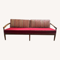Vintage/Antique Dark Brown Wooden Loveseat/Bench