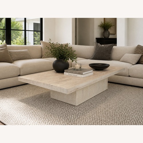 Used Restoration Hardware Reclaimed Oak Reeded Plinth Coffee Table for sale on AptDeco