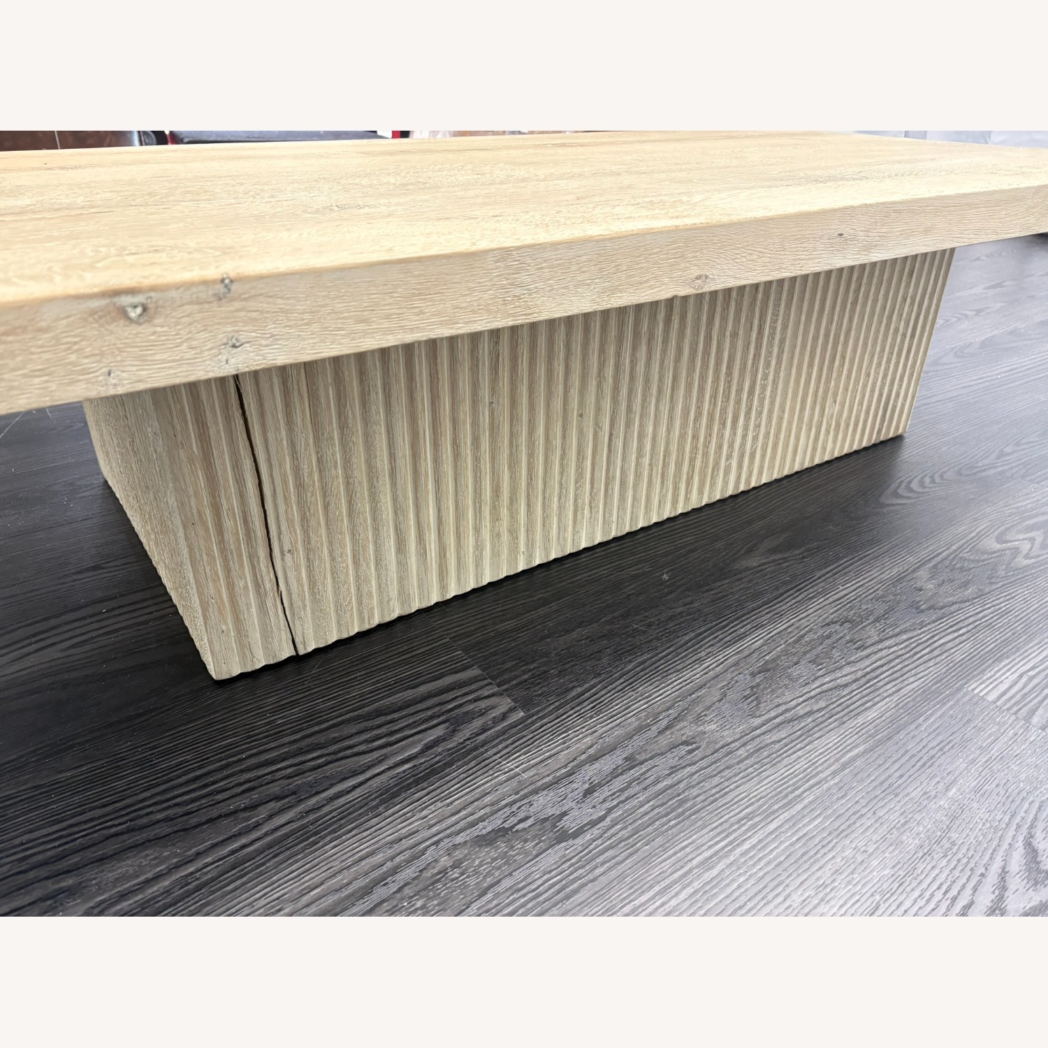 Restoration Hardware Reclaimed Oak Reeded Plinth Coffee Table - image-15