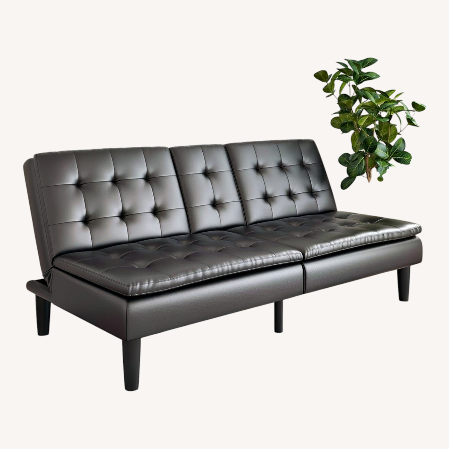 Walmart Black Faux Leather Futon - image-7