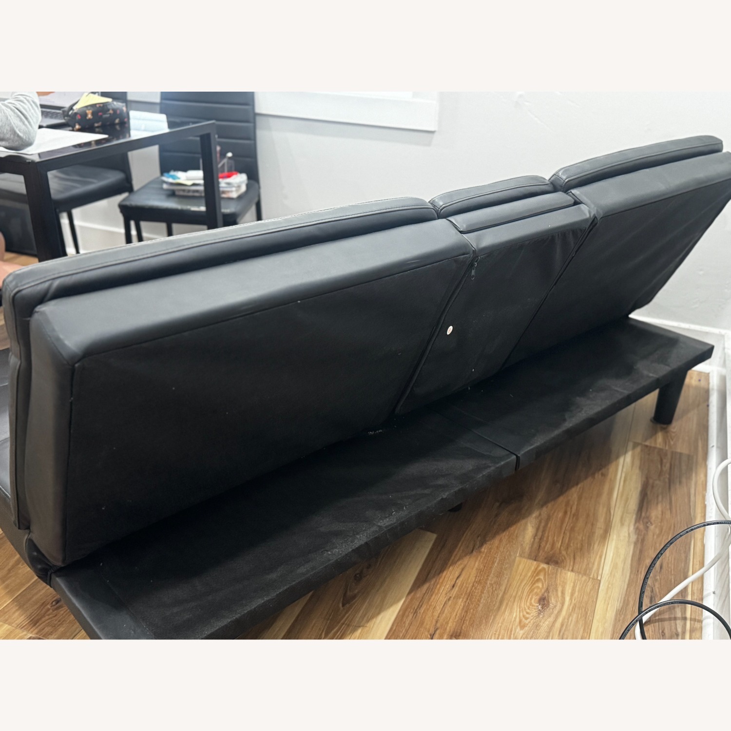 Walmart Black Faux Leather Futon - image-4
