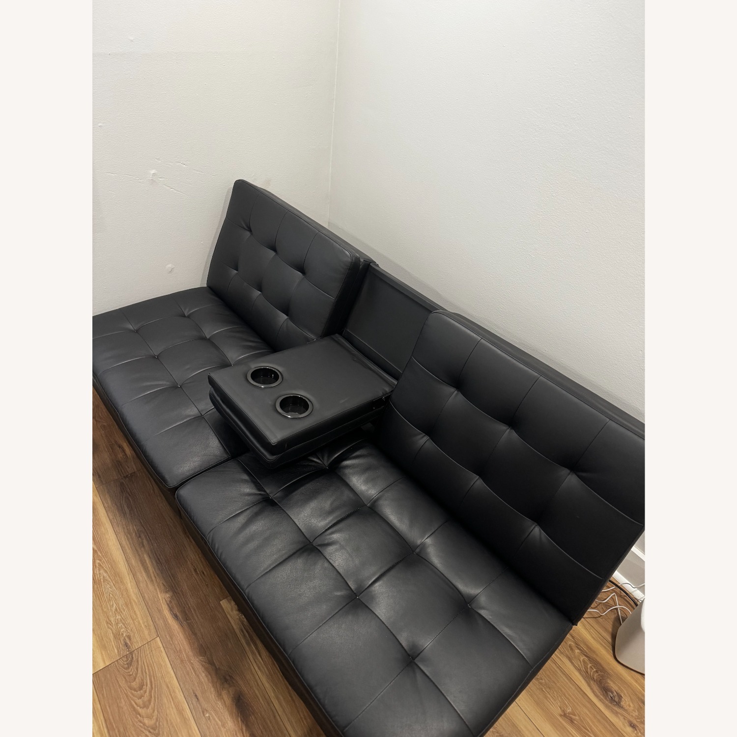 Walmart Black Faux Leather Futon - image-2