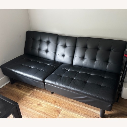 Used Walmart Black Faux Leather Futon for sale on AptDeco