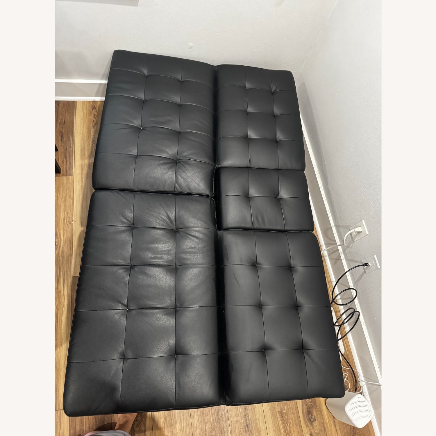 Walmart Black Faux Leather Futon - image-5