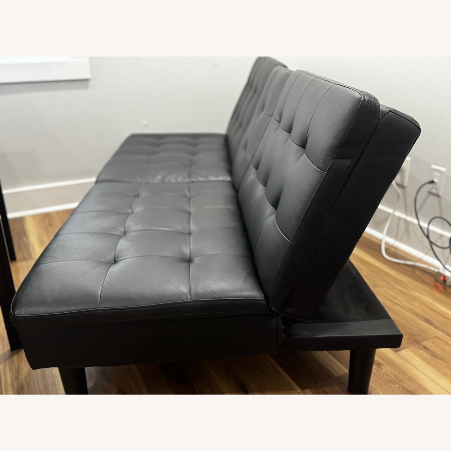 Walmart Black Faux Leather Futon - image-3