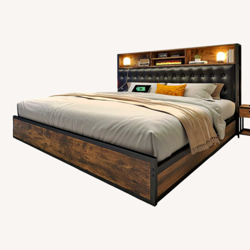 Used Vintage Brown Natural Metal King Bed for sale on AptDeco