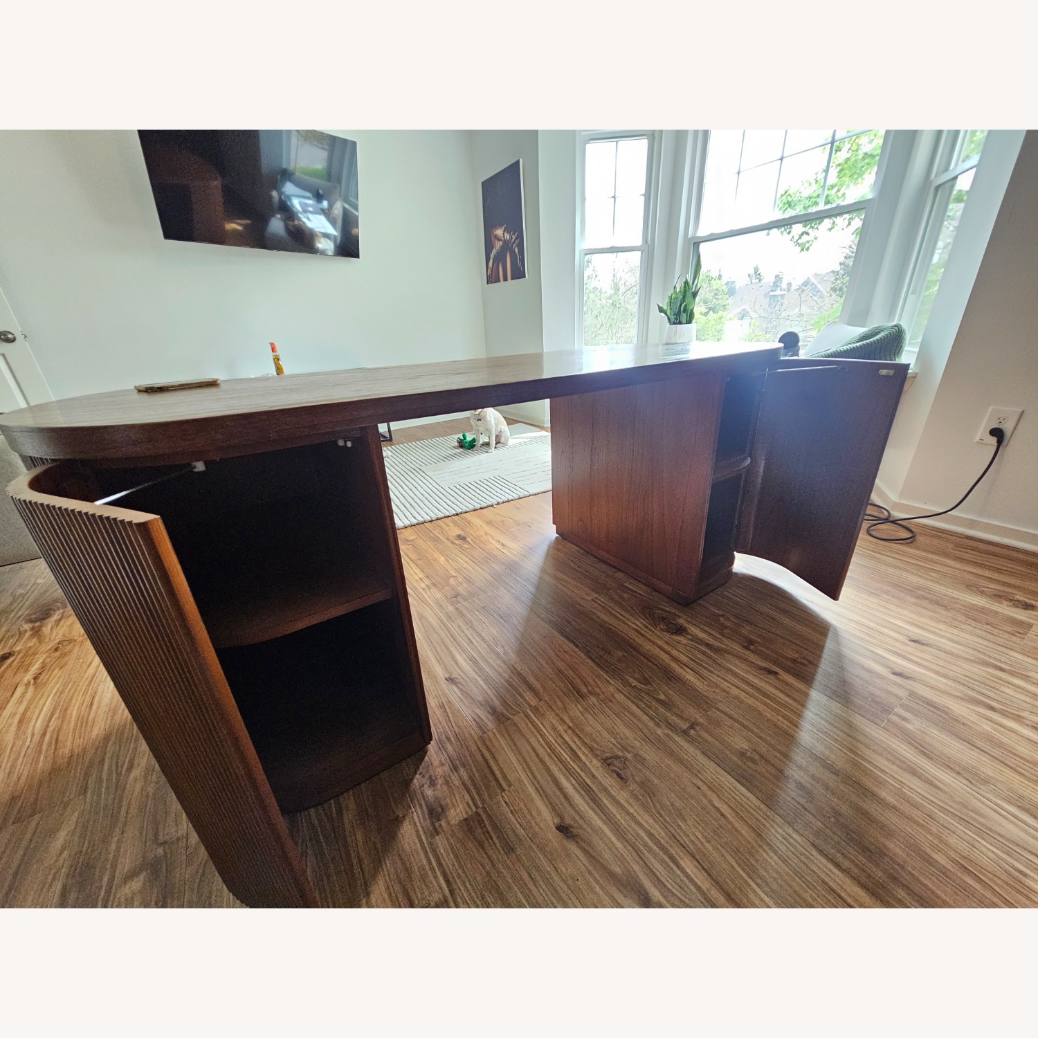 CB2 Dark Brown Wood Desk - image-3