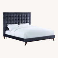 TOV Eden Grey velvet Tufted Bed Frame 