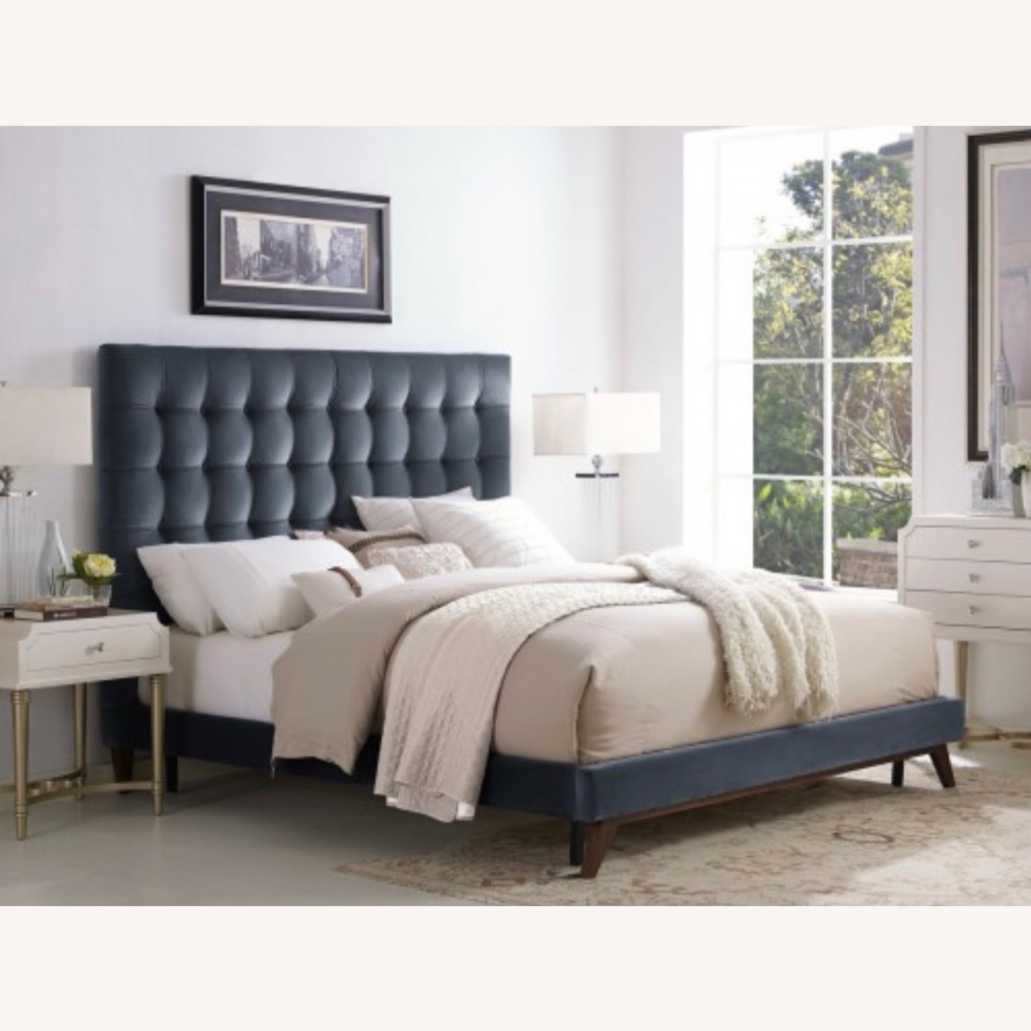 TOV Eden Grey velvet Tufted Bed Frame  - image-3