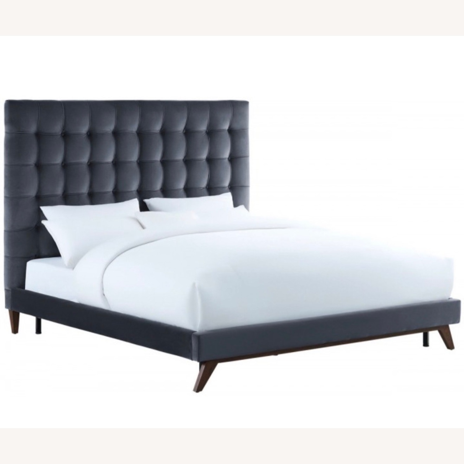 TOV Eden Grey velvet Tufted Bed Frame  - image-2
