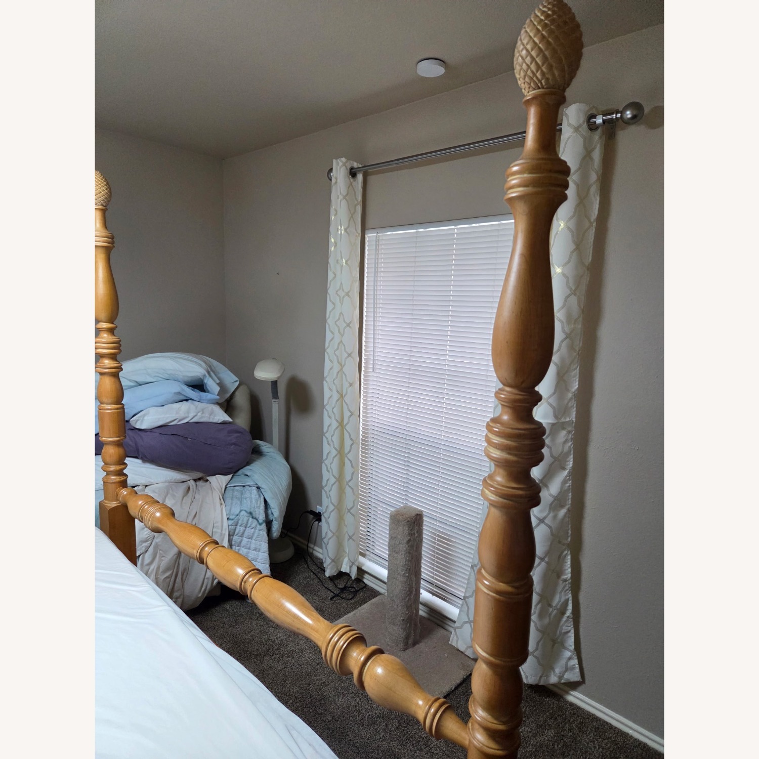 Vintage/Antique Natural Wood Queen Bed - image-5