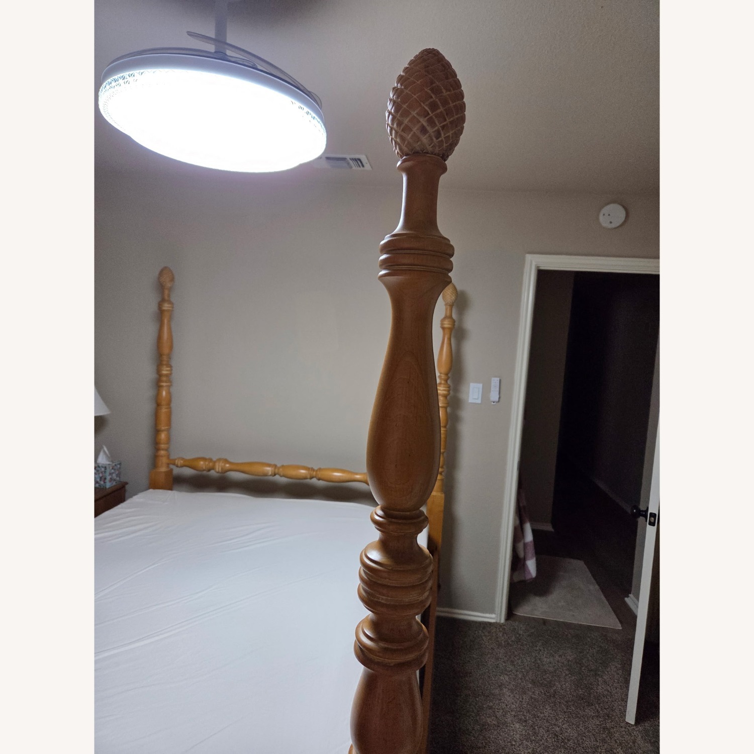 Vintage/Antique Natural Wood Queen Bed - image-3