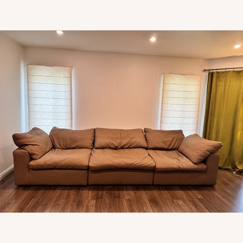 Used Living Spaces Leather 3pc Sectional for sale on AptDeco