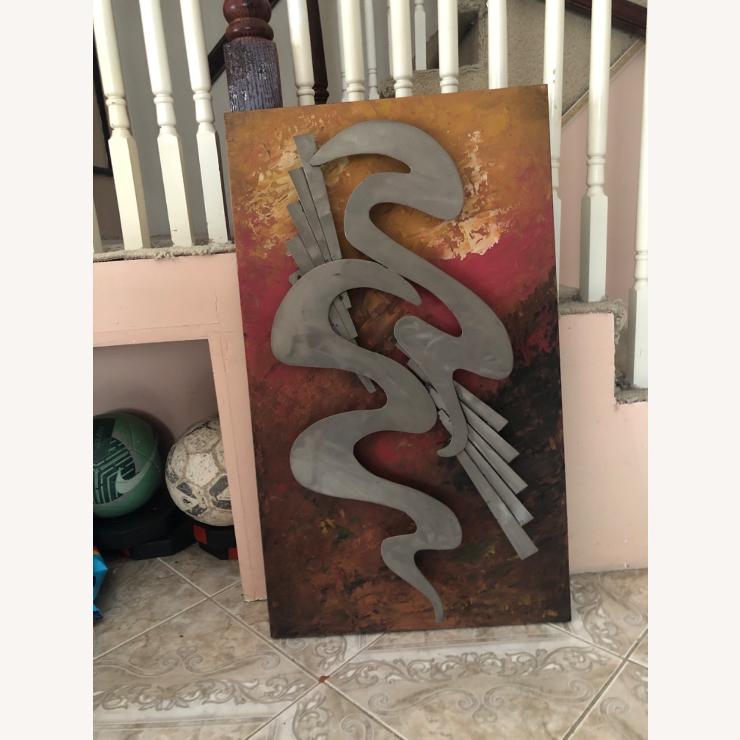 Orange Metal Wall Decor - image-1