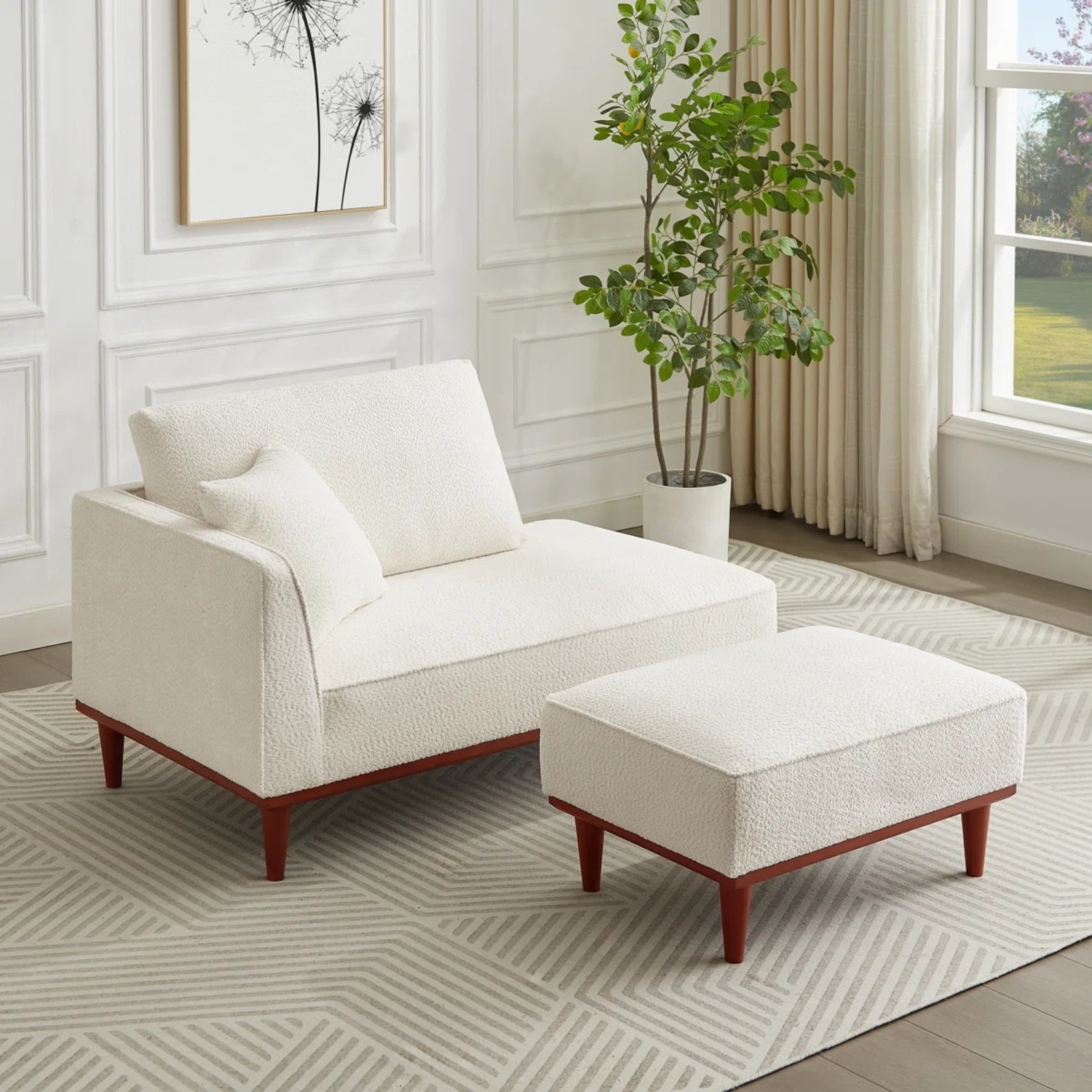 Wayfair Finken White Fabric Chaise Lounge - image-7