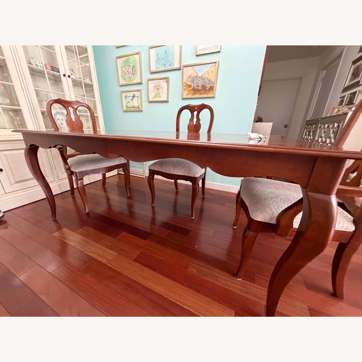 Ethan Allen Dark Brown Wood Dining Table Set - image-5