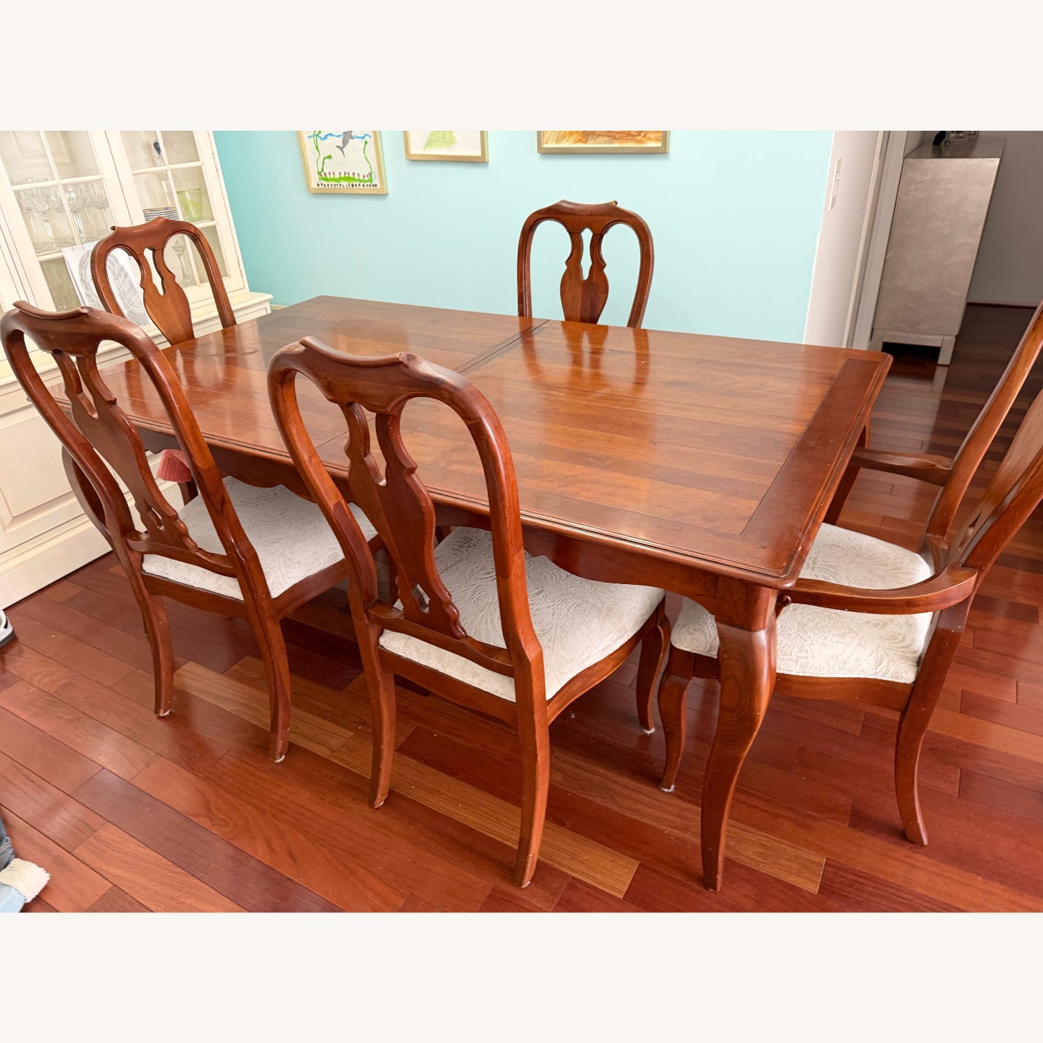 Ethan Allen Dark Brown Wood Dining Table Set - image-1