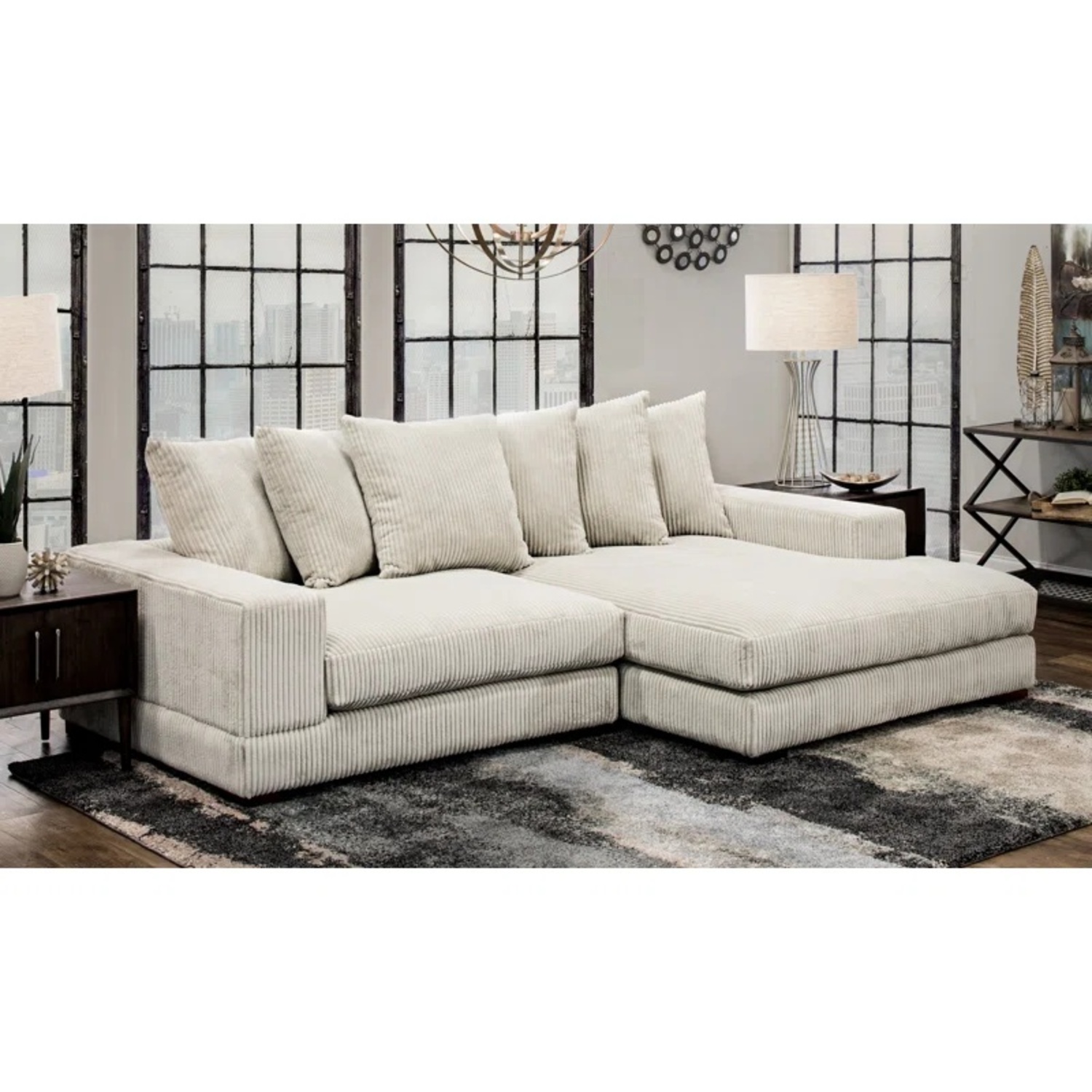 Wayfair Luxe Natural Fabric 2 Piece Sectional - image-5