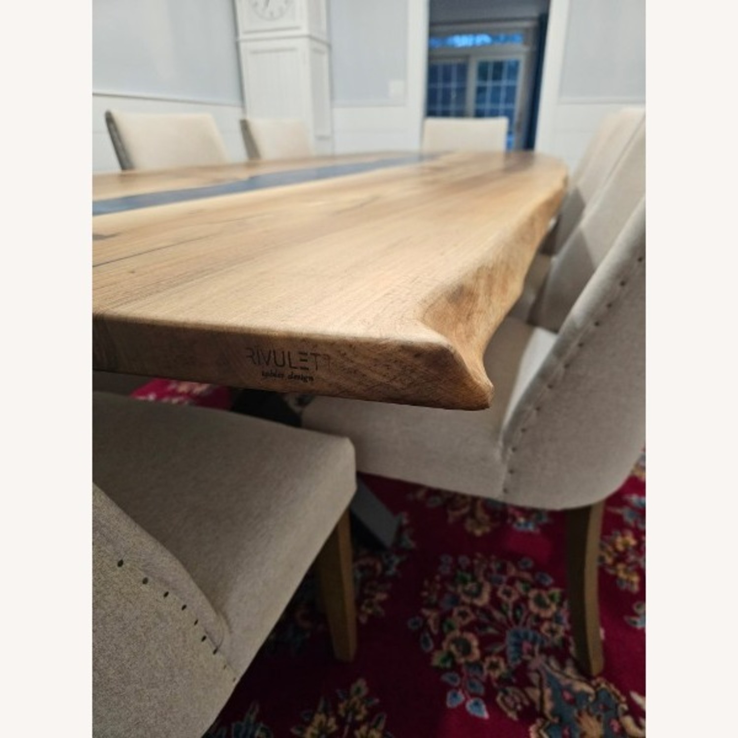 Blue Epoxy River Walnut Wood Dining Table - image-7