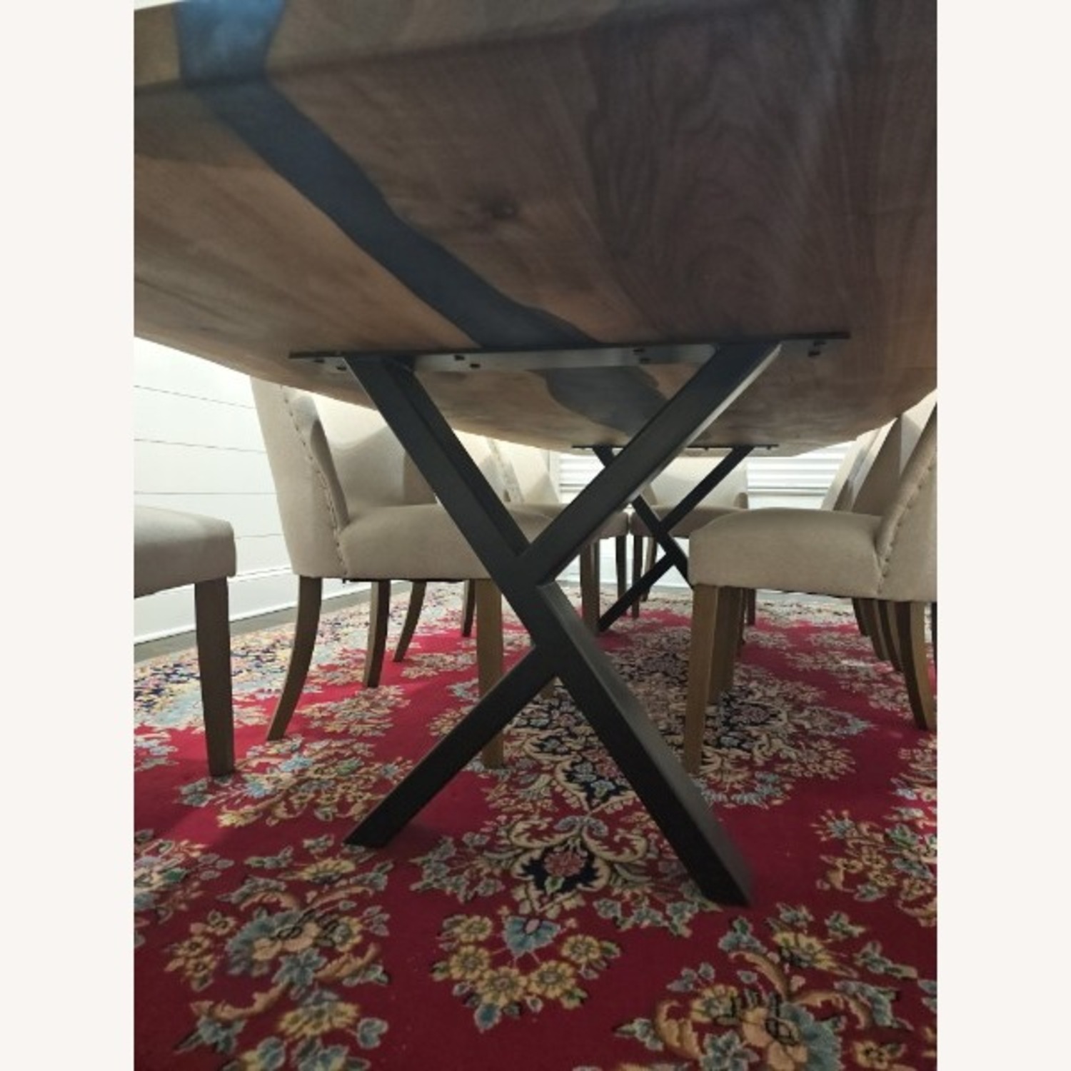 Blue Epoxy River Walnut Wood Dining Table - image-8