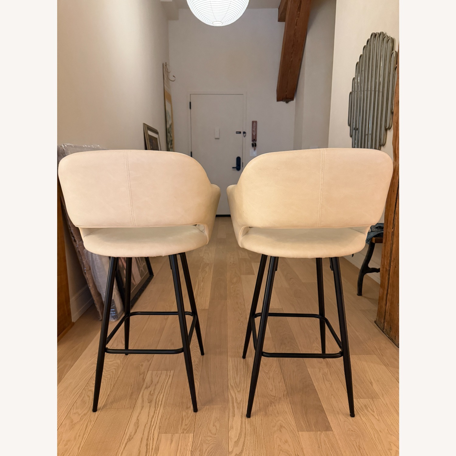 AllModern White Faux Leather Stools - image-1