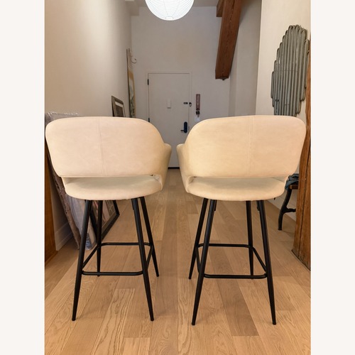 Used AllModern White Faux Leather Stools for sale on AptDeco