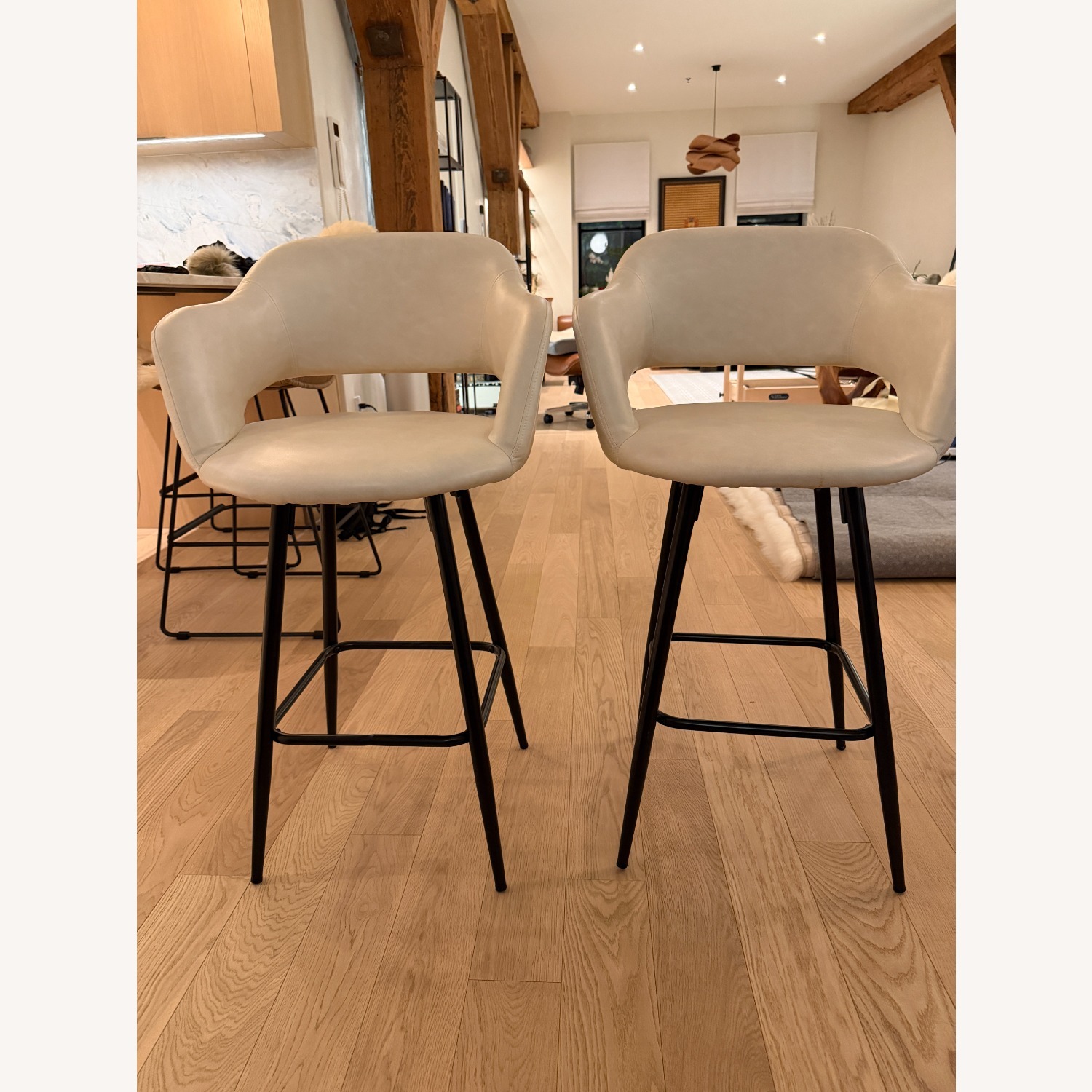 AllModern White Faux Leather Stools - image-4