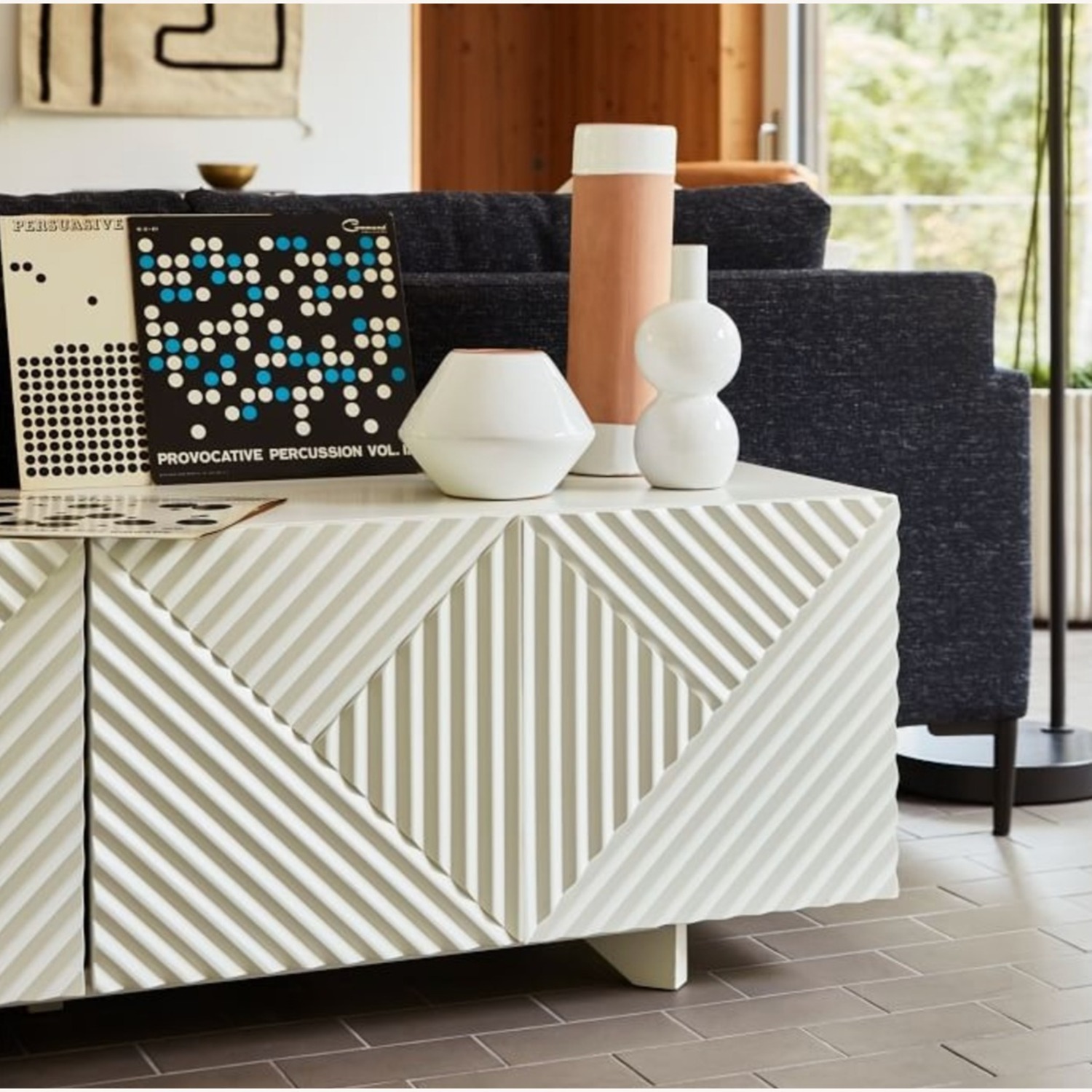 West Elm White Wood Media Storage - image-3