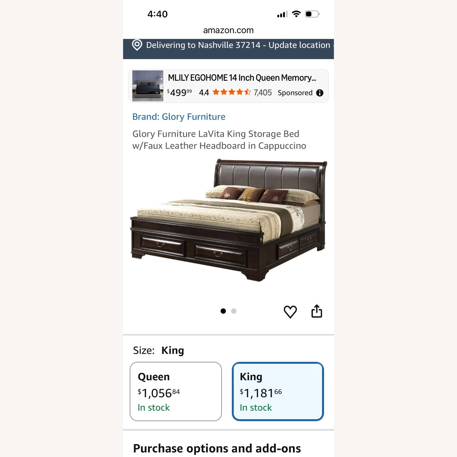 Dark Brown King Bed with Storage  - image-4