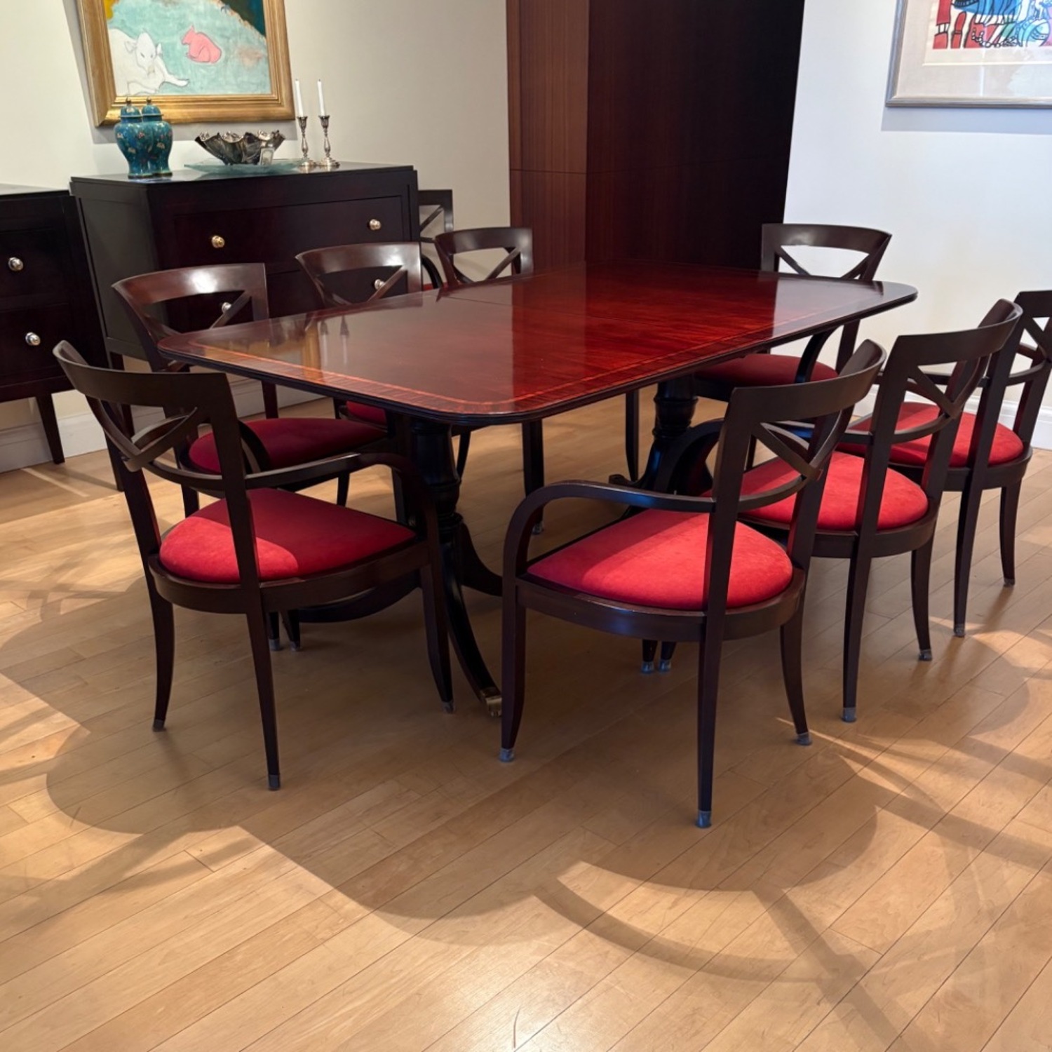 Hickory Chair Company Dark Brown Wood Dining Set - image-7