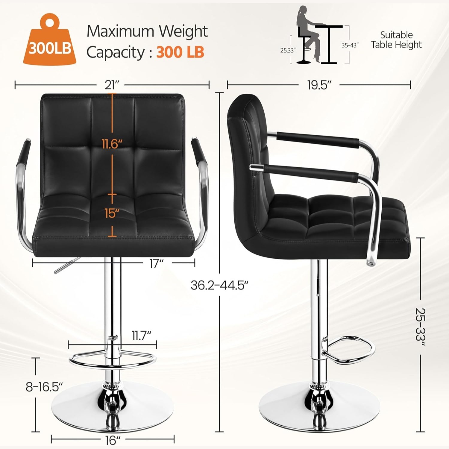 Amazon Black Faux Leather Stools - image-4