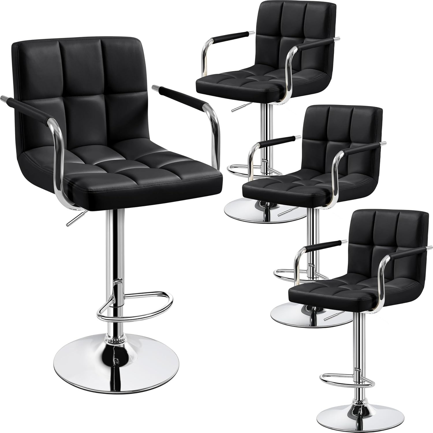 Amazon Black Faux Leather Stools - image-1